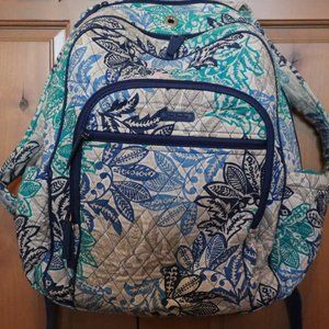 Vera Bradley Campus Backpack Santiago White Blue